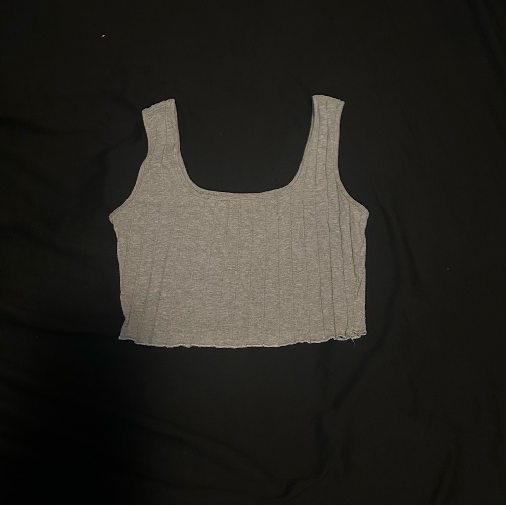 Women’s grey ripped scoop neck, crop tank top